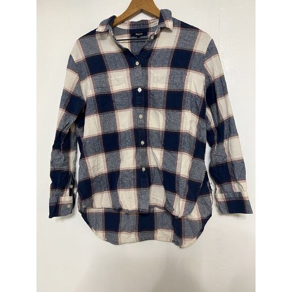 Madewell Women’s Flannel Button Up Oversized Ex-Boyfriend Plaid Small - Picture 1 of 3